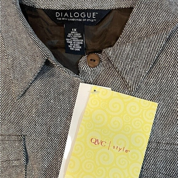 NWT Dialogue Women’s Grey Linen Blend Safari Jacket - Size 1X classic - Picture 4 of 7